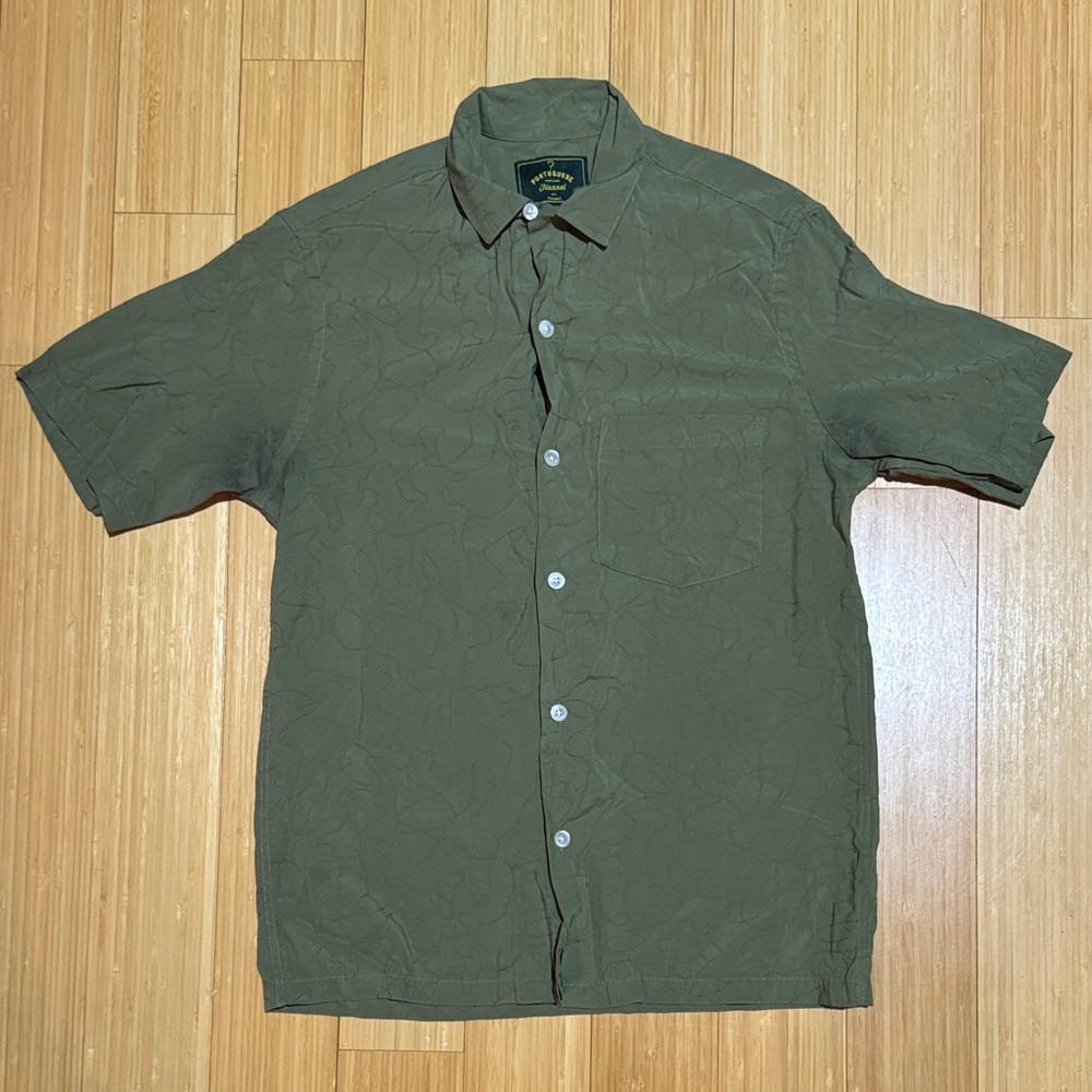 Hannel Olive Green Button Down Shirt